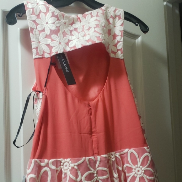 Kaya & Sloane Melon/ white Fit & Flare Dress - Picture 4 of 6